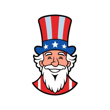 Vatansever Amca Sam Top Hat Amerikan Sembolü 4 Temmuz Şenlik Başlığı. Yapay zeka üretildi. Vektör simgesi