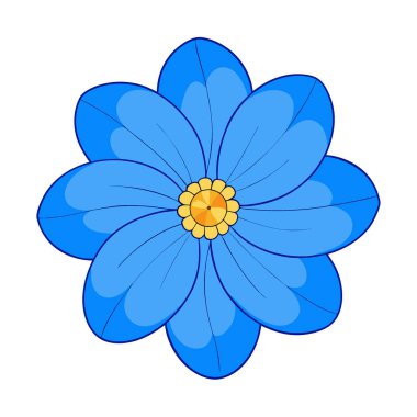 Zarif bir Mavi Çiçek 'in göz kamaştırıcı yakın çekimi. Şeffaf arka plan. Yapay zeka üretildi. Vektör simgesi