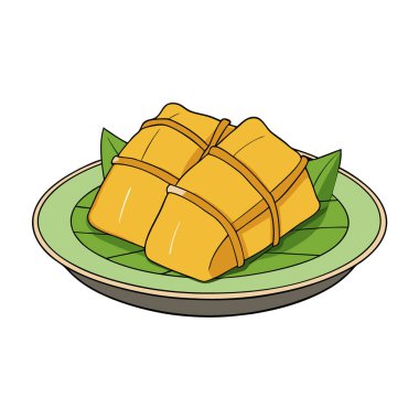 Yenmeye hazır mısır kabuklarına sarılmış taze pamonha ile yapılmış bir tabak. Yapay zeka üretildi. Vektör simgesi