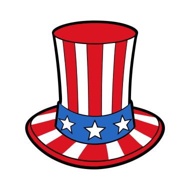 Amerikan Kutlaması için Kırmızı Beyaz ve Mavi Çizgili Vatansever Şapka. Yapay zeka üretildi. Vektör simgesi