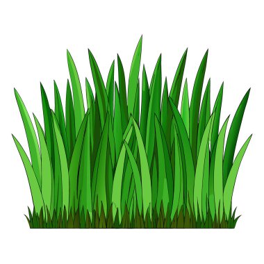 Beyaz arka planda yeşil çimenler izole edilmiş. Yaratıcı afiş. Telif uzayı resmi. Yapay zeka üretildi. Vektör simgesi