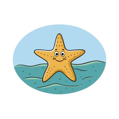 Yaz mevsiminde deniz yıldızı, yaz mevsiminde deniz suyunda. Yapay zeka üretildi. Vektör simgesi