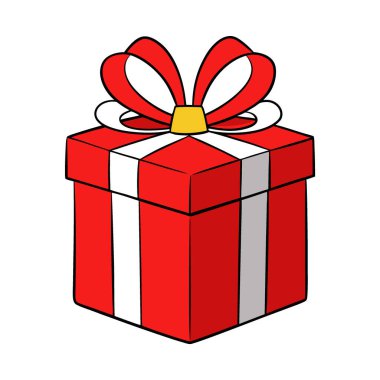 Kurdeleli kırmızı hediye kutusu her bayram kutlaması için şenlikli bir sürprizdir. Yapay zeka üretildi. Vektör simgesi