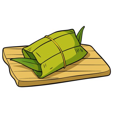 Geleneksel Brezilyalı Pamonha, Rustik tahta yüzeyde mısır kabuğuna sarılı. Yapay zeka üretildi. Vektör simgesi