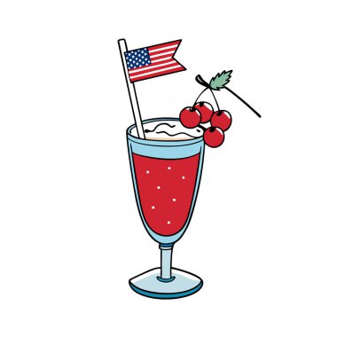 Vatansever Böğürtlen Kokteyli ve Amerikan Bağımsızlık Günü Kutlaması. Yapay zeka üretildi. Vektör simgesi