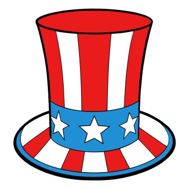 Vatansever kırmızı beyaz ve mavi silindir şapka şeffaf arka planda izole edilmiş. Yapay zeka üretildi. Vektör simgesi