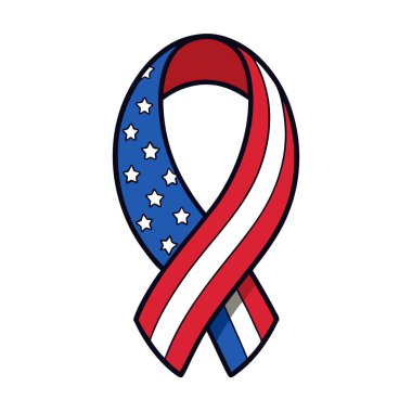 Amerikan Bayrak Çizgileri ve Yıldız desenli Vatansever Kurdele Döngüsü İzole edildi. Yapay zeka üretildi. Vektör simgesi