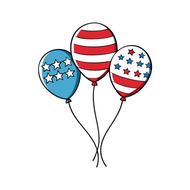 Yıldızlı ve çizgili vatansever balonlar olayları kutlamak için mükemmel. Yapay zeka üretildi. Vektör simgesi