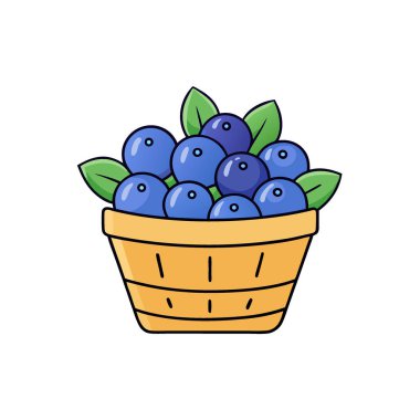 Bir sepetteki bol miktarda yaban mersini canlı renkleri ve sağlık faydalarını ön plana çıkarıyor. Yapay zeka üretildi. Vektör simgesi