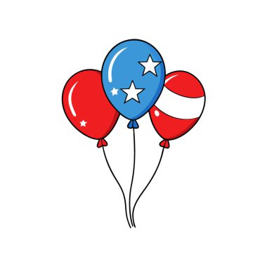 Patriotic Celebration Red White and Blue Balloons and Stars for Festive Events. AI generated. Vector icon