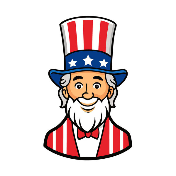 Дядя Сэм возглавил американский Fox Design за июль. ИИ генерируется. Значок вектора