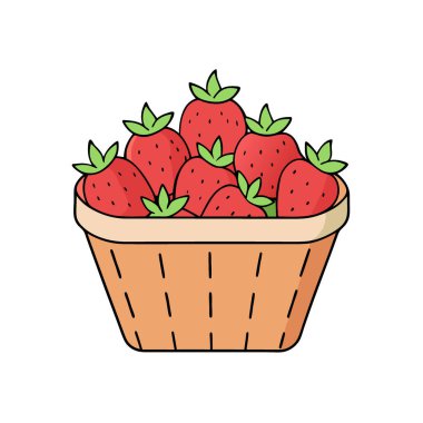 Bahar Tanıtımları İçin Taze Çilek Sepeti Fotoğrafları Yiyecek Paketleme Bahçesi Blogları. Yapay zeka üretildi. Vektör simgesi