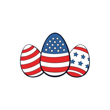 Bağımsızlık Günü için Amerikan bayrağı yumurtaları. Vatansever olaylar. ve tatil dekoru. Yapay zeka üretildi. Vektör simgesi