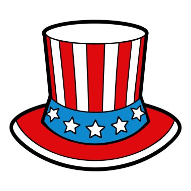 Independence Day hat with American flag and us red white and blue hat with stars.. AI generated. Vector icon