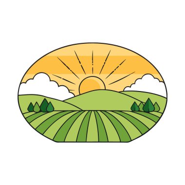 Sabahın erken saatlerinde ışıldayan taze bir haziran dikey ışıltısında serpilen bir çay tarlasında yıkanırlar. Yapay zeka üretildi. Vektör simgesi