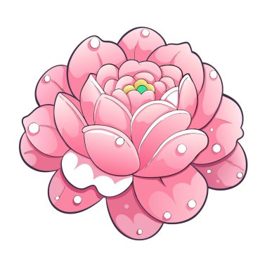 Dew Öpülmüş Şakayık Yumuşak Pembe Yapraklar Parıldayan Damlacıklarla süslenmiş. Makro Fotoğrafçılık. Yapay zeka üretildi. Vektör simgesi