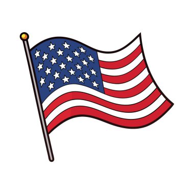 Beyaz arka plan vatanseverlik sembolüne izole edilmiş Amerikan bayrağı. Yapay zeka üretildi. Vektör simgesi