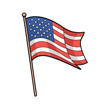 Rüzgarda dalgalanan Amerikan bayrağını yakından görmek vatansever bir arka plan yaratıyor. Yapay zeka üretildi. Vektör simgesi