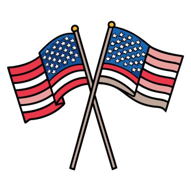 Şeffaf Arka planda Amerikan Bayrakları izole edildi. Resim: 124; 4 Temmuz: 124Anma Günü. Yapay zeka üretildi. Vektör simgesi