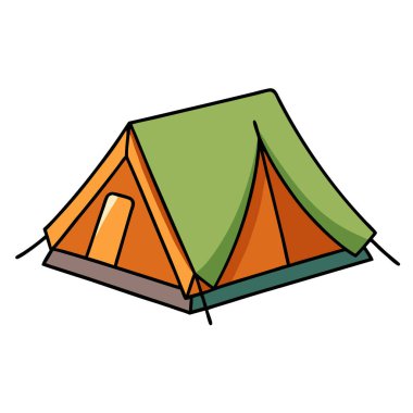 Şeffaf bir arkaplanı olan doğa maceraları için konforlu kamp çadırı. Yapay zeka üretildi. Vektör simgesi