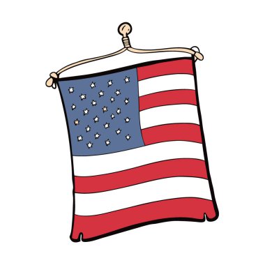 Amerikan Bayrağı Zaman ve Vatanseverliğin sembolü. Tarafsız Arkaplanda Takılmak. Yapay zeka üretildi. Vektör simgesi