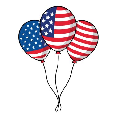 Amerikan bayrağı dizaynlı Vatansever Amerikan balonları şeffaf arka planda yapay zeka tarafından izole edildi. Vektör simgesi