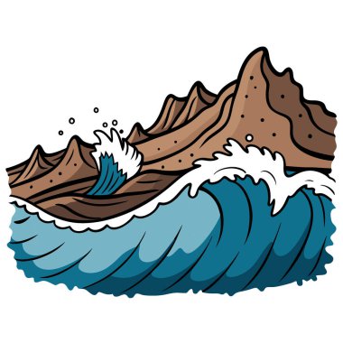 Güçlü çarpışan dalgaları ve karanlık volkanik kumlarıyla engebeli sahil şeridi. Yapay zekanın oluşturduğu doğa duvar kâğıdı. Vektör simgesi