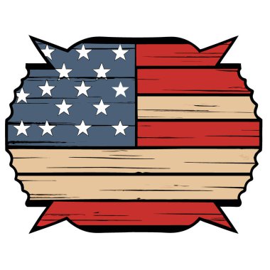 Amerikan bayrağı renginde yıldız ve çizgili sıkıntılı bir ahşap arka plan. Yapay zeka üretildi. Vektör simgesi