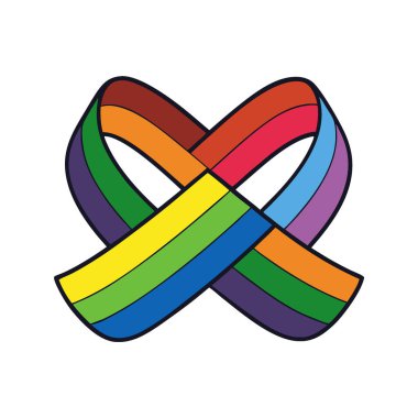 Canlı Gökkuşağı Kurdeleleri Gurur Ayını Zengin Renkler ve Dokularla Birleştirdi. Yapay zeka üretildi. Vektör simgesi