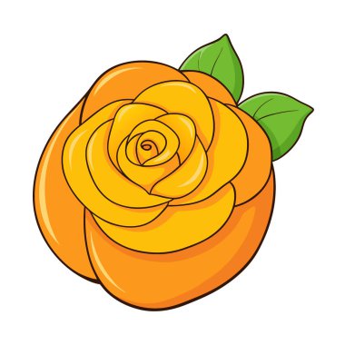 Tropik Temmuz tatlıları için gül şeklinde oyulmuş mango. Yapay zekanın ürettiği beyaz bir arka planda izole edilmiş. Vektör simgesi