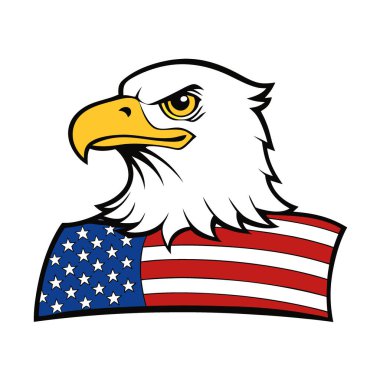 Amerikan Bağımsızlık Günü Vatanseverlik Sanatı adlı Amerikan bayrağıyla vahşi bir kartalın vatansever bakışları yapay zekayı oluşturdu. Vektör simgesi