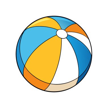 Beyaz turuncu sarı ve mavi panelli renkli şişme plaj topu yaz havuz oyuncağı. Yapay zeka üretildi. Vektör simgesi