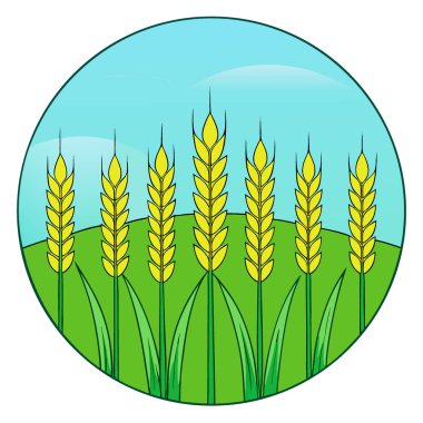 Haziranda Berrak Gökyüzünün Altındaki Yeşil Buğday Tarlası Tahıl Kulakları Hasata Hazırlanıyor. Yapay zeka üretildi. Vektör simgesi