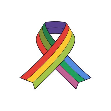 Gökkuşağı Gölgelerindeki Parlak Renkli Kurdeleler Gurur ve Çeşitliliği Yumuşak Işıkla Sembolize ediyor. Yapay zeka üretildi. Vektör simgesi