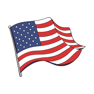 Amerikan bayrağının kumaş dokusu ve rüzgar etkisinin yüksek çözünürlükte olduğu 3D görüntüsünü kapatın. Yapay zeka üretildi. Vektör simgesi