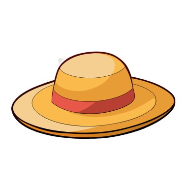 Geniş kenarlı hasır şapka şeffaf arka planda izole edilmiş kumsalda güneşli günler için mükemmel. Yapay zeka üretildi. Vektör simgesi