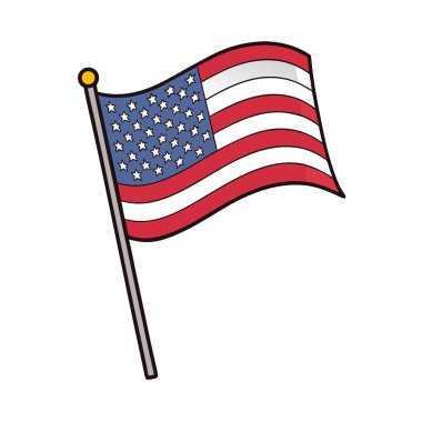 Vatansever Pazarlama ve Anma Günü Tanıtımları için Beyaz Arkaplanda El değmemiş Amerikan Bayrağı. Yapay zeka üretildi. Vektör simgesi