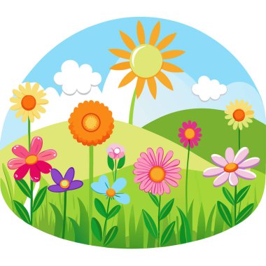 Canlı Yaban Çiçeği Çayırı Soyut Arkaplanı Yumuşak Odaklı Güneş Işığı ve Yazın Taze Çimen. Yapay zeka üretildi. Vektör simgesi