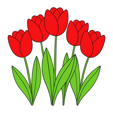 June, Yaz Başları Güzelliğini Kutlayan Dolu Çiçekli Kırmızı Laleler açıyor. Yapay zeka üretildi. Vektör simgesi