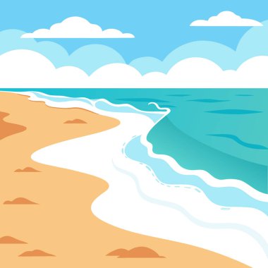 Sakin sahil dalgaları. Kumlu sahil. Sakin bir sahne. Stok fotoğrafı, yapay zeka üretildi. Vektör simgesi