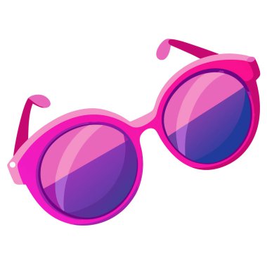 Beyaz ya da şeffaf arkaplanda pembe ve mor güneş gözlükleri var. Yapay zeka üretildi. Vektör simgesi