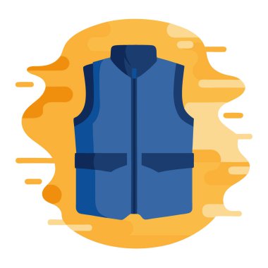 Stüdyo görüntüsü, su geçirmez yelek ve deniz mavisi, altın tonuna karşı. Yapay zeka üretildi. Vektör simgesi