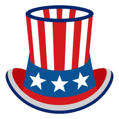 Sam Amca 'nın şapkası şeffaf arka planda izole edilmiş yıldızlı ve çizgili. Yapay zeka üretildi. Vektör simgesi