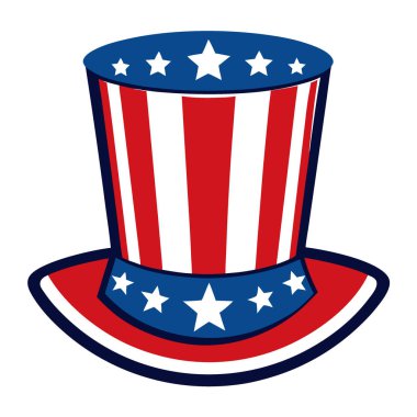 Vatansever Amca Sam Top Hat Amerikan Sembolü 4 Temmuz Şenlik Başlığı. Yapay zeka üretildi. Vektör simgesi