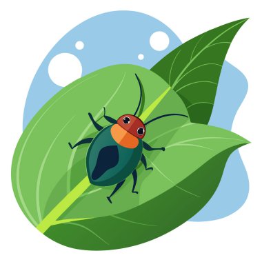 Yapay zekanın ürettiği yağmur ormanlarındaki çiğ damlalarının üzerinde dinlenen bir böceğin yakın çekimi. Vektör simgesi