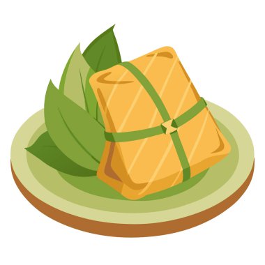 Yenmeye hazır mısır kabuklarına sarılmış taze pamonha ile yapılmış bir tabak. Yapay zeka üretildi. Vektör simgesi