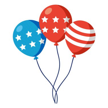 Amerikan Bağımsızlık Günü parti balonları şeffaf arka planda izole edildi. Yapay zeka üretildi. Vektör simgesi