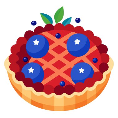 4 Temmuz için nefis vatanseverce süslenmiş ahududu turtası. Yapay zeka üretildi. Vektör simgesi