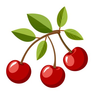 Ağaç dalındaki tatlı kirazlar kiraz ağacında yetişen koyu kırmızı kirazlar kiraz ağacında yetişiyor. Yapay zeka üretildi. Vektör simgesi