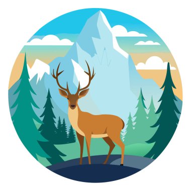 Yosemite Ulusal Parkı manzarasında Tuolumne Meadows Katır Geyiği. Yapay zeka üretildi. Vektör simgesi